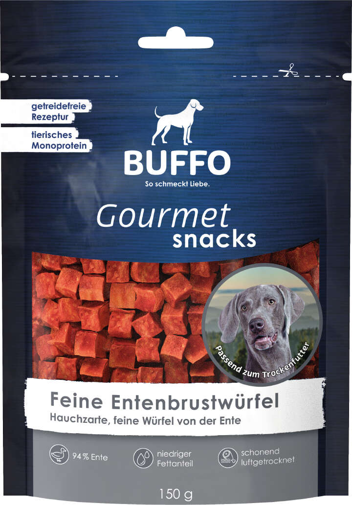BUFFO Gourmet Snacks Hundeleckerli Feine Entenbrustwürfel